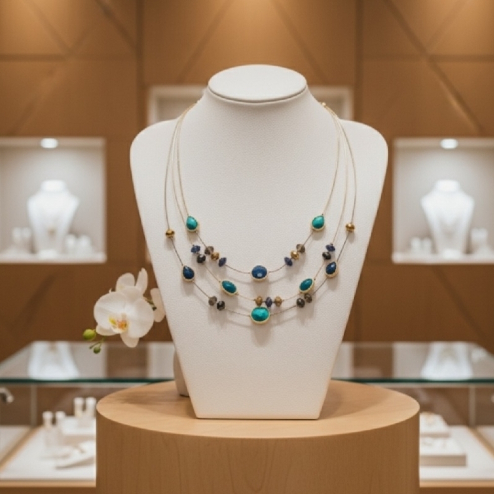 Multi Strand Beaded Statement Necklace